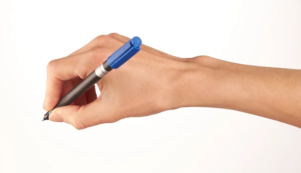 Weibliche Hand hält Stift — Stockfoto