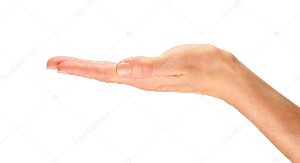 female hand holding something