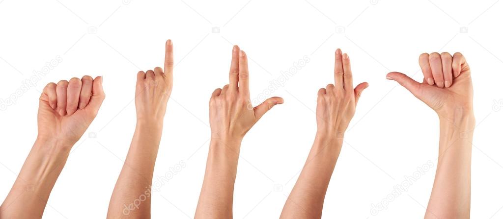 collection of female hands pointing