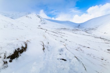 Karlı dağ zirveleri ısmarlayarak