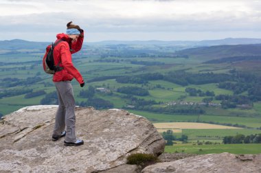 Hiker at Simonside Hills near Rothbury clipart