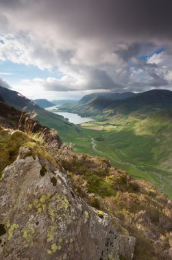 Lake Buttermere hava, güzel görünüm