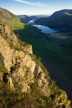 Lake Buttermere hava, güzel görünüm