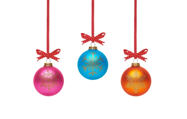 Three colorful traditional Christmas decorations — Stock Photo, Image