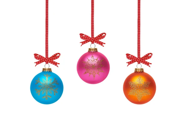 Three colorful traditional Christmas decorations — Stock Photo, Image