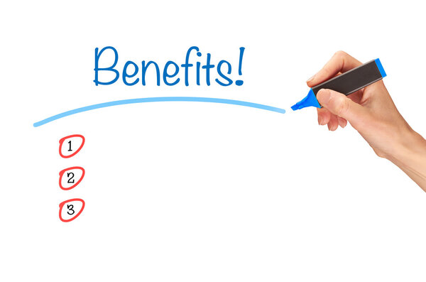 Benefits written in marker