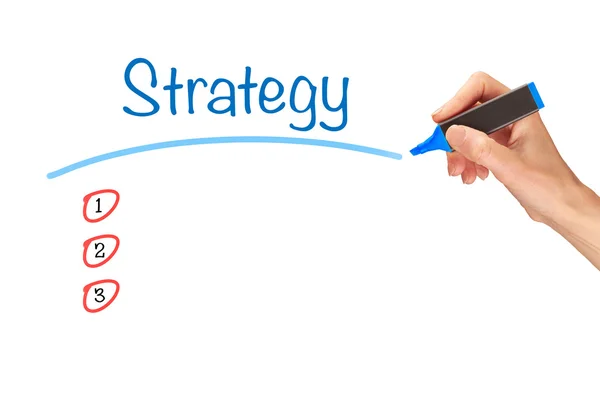Estratégia escrita em marcador — Fotografia de Stock