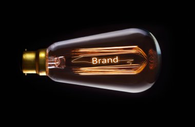 Brand Concept in retro filament lightbulb clipart