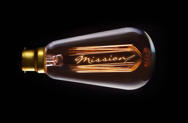Concept de mission en ampoule à filament rétro — Photo