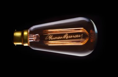 Human Resources Concept in filament lightbulb clipart
