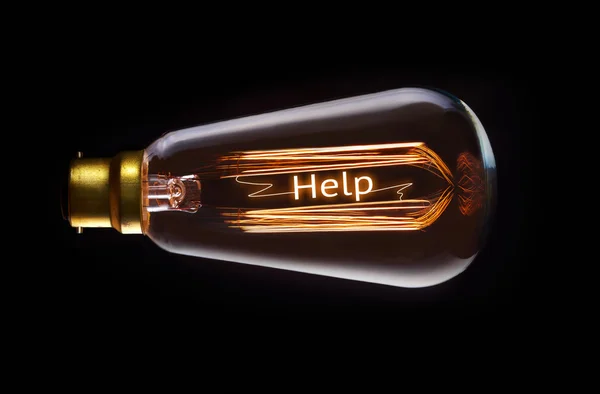 Själv hjälpa koncept i glödtråden glödlampa — Stockfoto