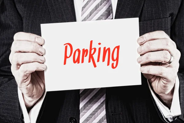 Card with red inscription Parking — Stock Photo, Image