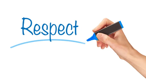 Respect blauwe inscriptie — Stockfoto