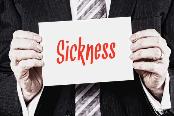 Card with red inscription Sickness — Stock Photo, Image