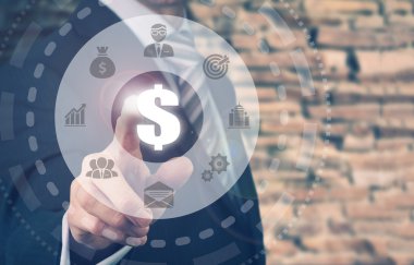 İşadamı acil Saydam düğmesini