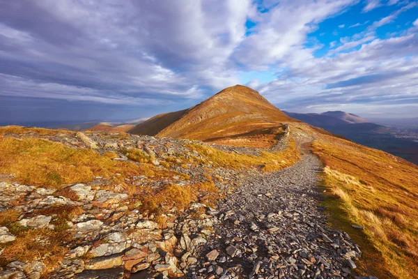 Warme zonlicht op een hoogteweg — Stockfoto