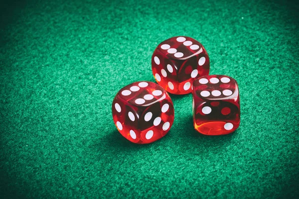 Wall made up of transparent and red dice — Stock Photo, Image