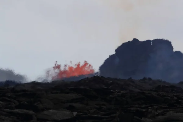 Luftaufnahme Des Ausbruchs Des Vulkans Kilauea Auf Hawaii Bild Fissure7 — Stockfoto