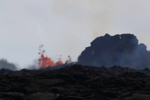 Widok Lotu Ptaka Wulkan Kilauea Hawajach Zdjęciu Fissure7 Widać Ogromny — Zdjęcie stockowe