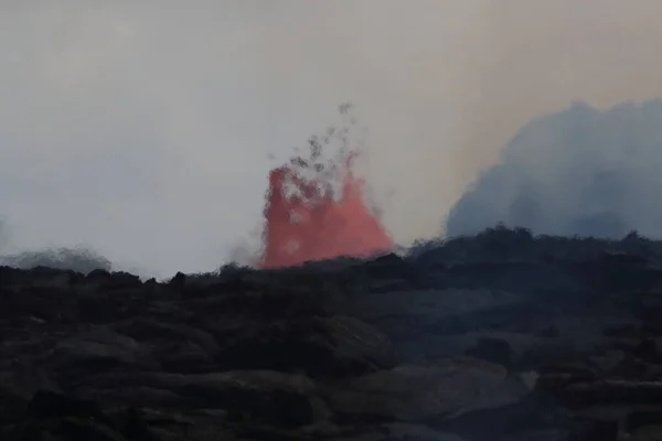 Légi Kilátás Kitörés Vulkán Kilauea Hawaii Képen Fissure7 Láthatjuk Hatalmas — Stock Fotó