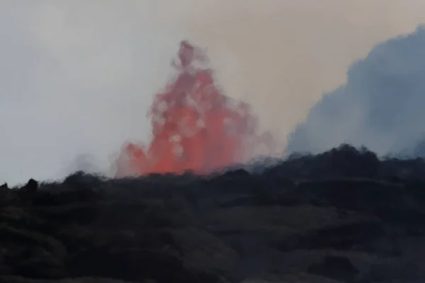 Widok Lotu Ptaka Wulkan Kilauea Hawajach Zdjęciu Fissure7 Widać Ogromny — Zdjęcie stockowe