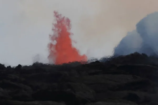 Widok Lotu Ptaka Wulkan Kilauea Hawajach Zdjęciu Fissure7 Widać Ogromny — Zdjęcie stockowe
