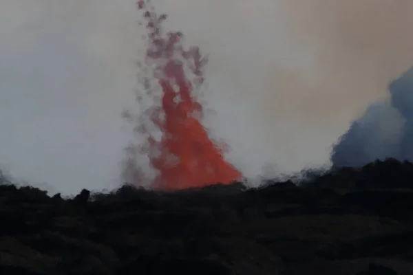 Légi Kilátás Kitörés Vulkán Kilauea Hawaii Képen Fissure7 Láthatjuk Hatalmas — Stock Fotó