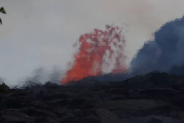 Légi Kilátás Kitörés Vulkán Kilauea Hawaii Képen Fissure7 Láthatjuk Hatalmas — Stock Fotó