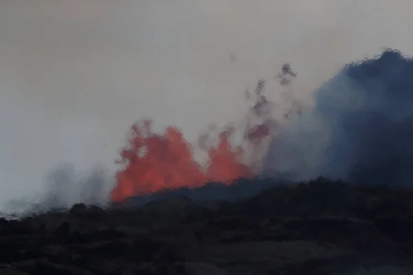 Widok Lotu Ptaka Wulkan Kilauea Hawajach Zdjęciu Fissure7 Widać Ogromny — Zdjęcie stockowe