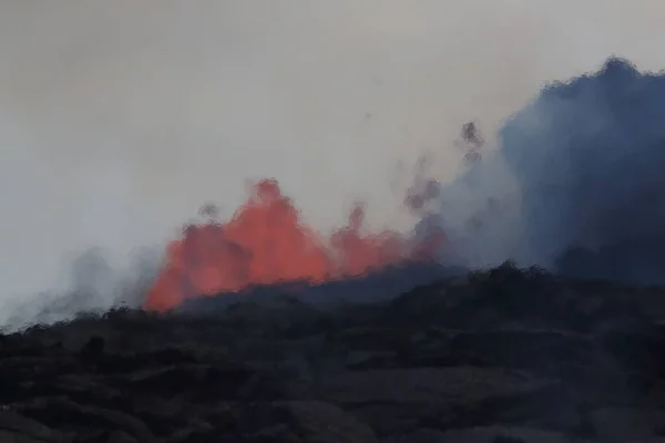 Légi Kilátás Kitörés Vulkán Kilauea Hawaii Képen Fissure7 Láthatjuk Hatalmas — Stock Fotó