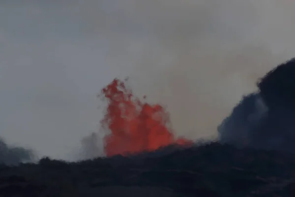 Légi Kilátás Kitörés Vulkán Kilauea Hawaii Képen Fissure7 Láthatjuk Hatalmas — Stock Fotó