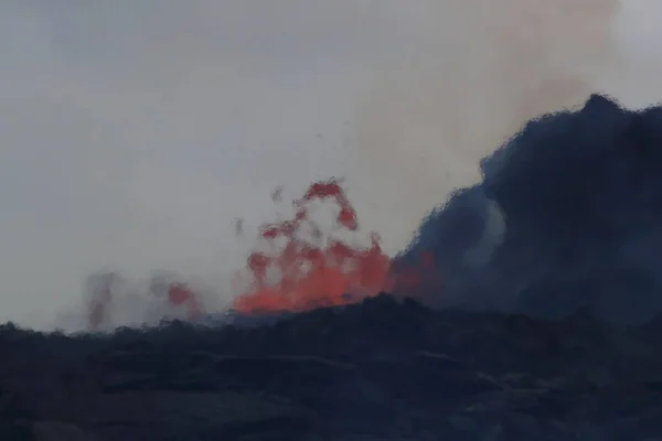 Вид Воздуха Извержение Вулкана Килауэя Гавайях Картинке Fissure7 Можете Увидеть — стоковое фото