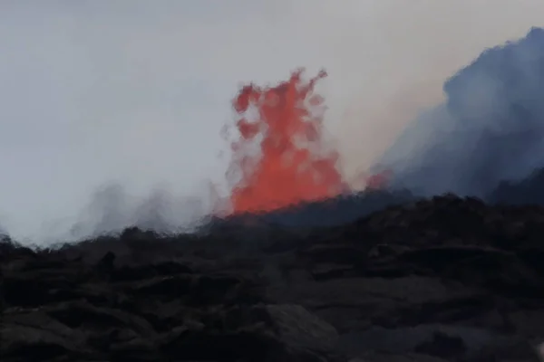 Légi Kilátás Kitörés Vulkán Kilauea Hawaii Képen Fissure7 Láthatjuk Hatalmas — Stock Fotó