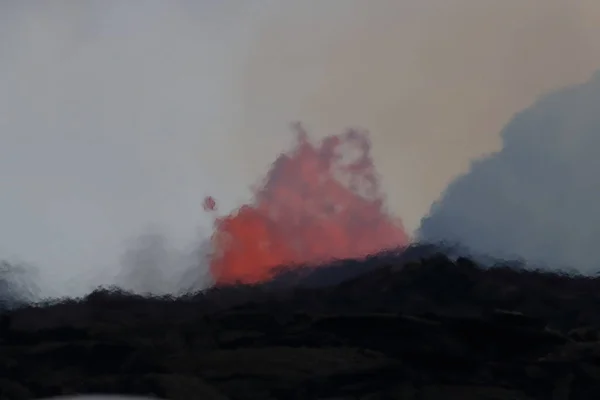 Widok Lotu Ptaka Wulkan Kilauea Hawajach Zdjęciu Fissure7 Widać Ogromny — Zdjęcie stockowe