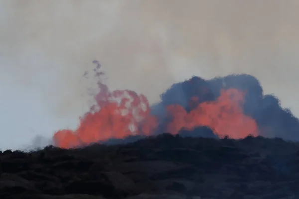 Légi Kilátás Kitörés Vulkán Kilauea Hawaii Képen Fissure7 Láthatjuk Hatalmas — Stock Fotó