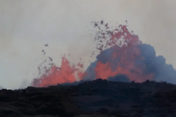 Letecký Pohled Erupci Sopky Kilauea Havaji Obrázku Fissure7 Můžete Vidět — Stock fotografie