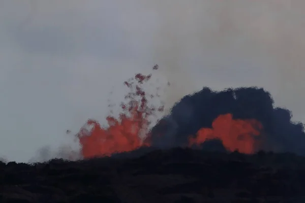 Légi Kilátás Kitörés Vulkán Kilauea Hawaii Képen Fissure7 Láthatjuk Hatalmas — Stock Fotó