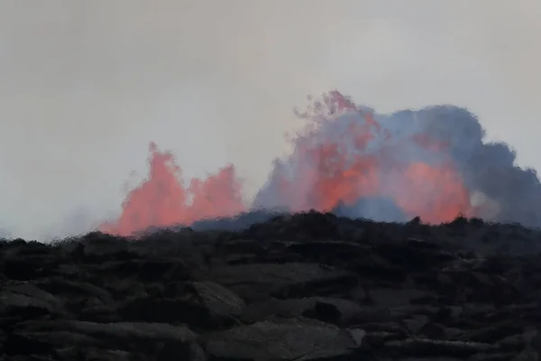 Вид Воздуха Извержение Вулкана Килауэя Гавайях Картинке Fissure7 Можете Увидеть — стоковое фото