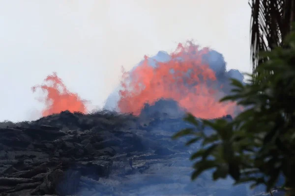 Vista Aérea Erupção Vulcão Kilauea Havaí Imagem Fissure7 Você Pode — Fotografia de Stock