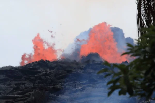 Letecký Pohled Erupci Sopky Kilauea Havaji Obrázku Fissure7 Můžete Vidět — Stock fotografie