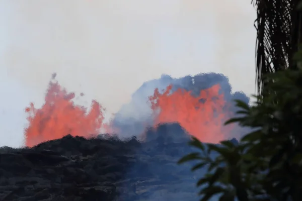 Vista Aérea Erupção Vulcão Kilauea Havaí Imagem Fissure7 Você Pode — Fotografia de Stock