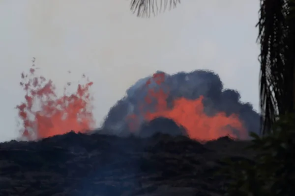 Letecký Pohled Erupci Sopky Kilauea Havaji Obrázku Fissure7 Můžete Vidět — Stock fotografie