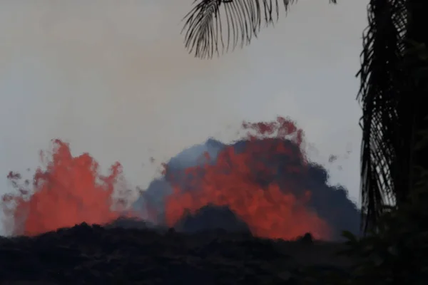 Letecký Pohled Erupci Sopky Kilauea Havaji Obrázku Fissure7 Můžete Vidět — Stock fotografie