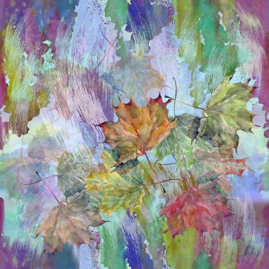 Suluboya dalları mavi arkaplanda suluboya lekeler bırakır. Dekorasyonlar için kusursuz desen.