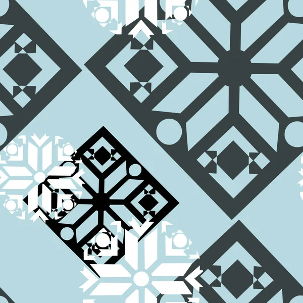Illustrazione Vacanza Fiocco Neve Sfondo Blu Modello Senza Cuciture Carte — Foto Stock