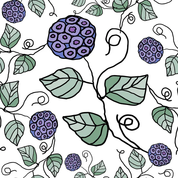 Decorative Branch Berry Design Ornament Berry Leaves White Background Floral — ストックベクタ