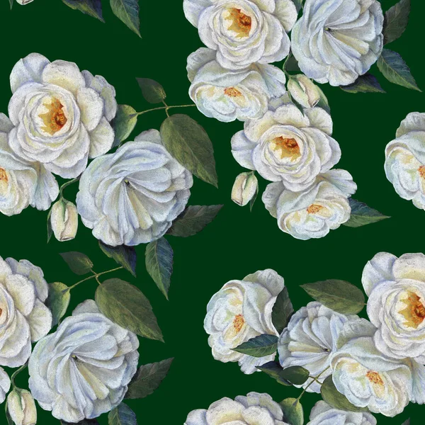 Flores Jardim Rosa Com Folhas Desenhar Pastel Padrão Sem Costura — Fotografia de Stock
