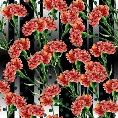 Siyah arkaplanda karanfil olan kusursuz desen. 