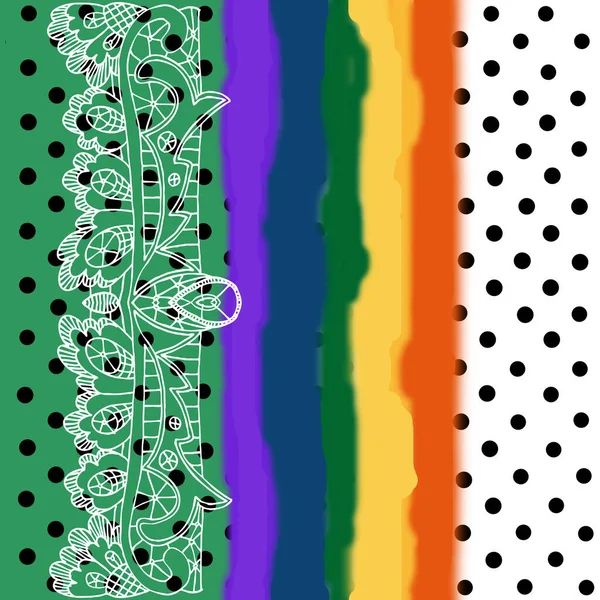 カラフルなストライプやレースやドットのセットは — ストック写真