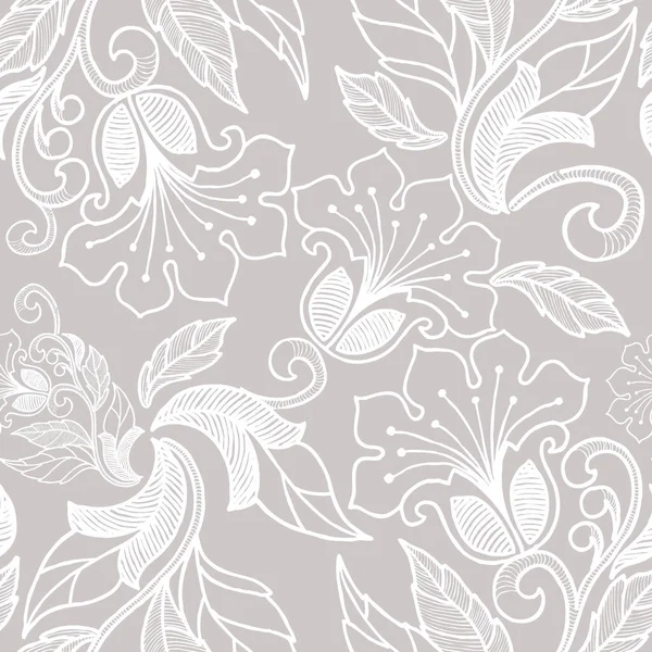 Watercolor Painting Flowers Floral Seamless Pattern Gray Background — Stock Photo, Image